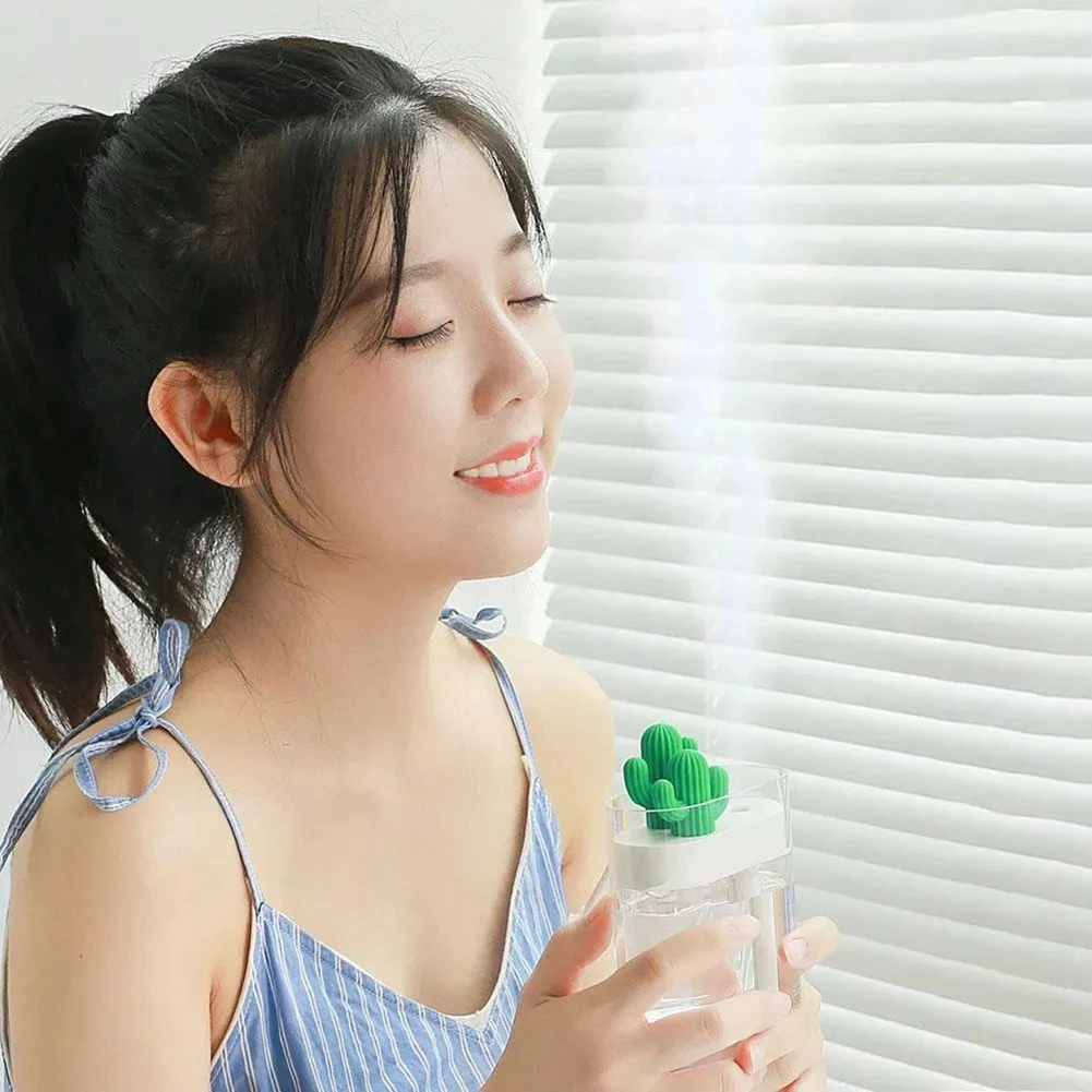 

A93Z Portable Cactus Bottle Caps Humidifier USB Air Purifier Mist Maker Water Atomizer Humidifier For Home Bedroom