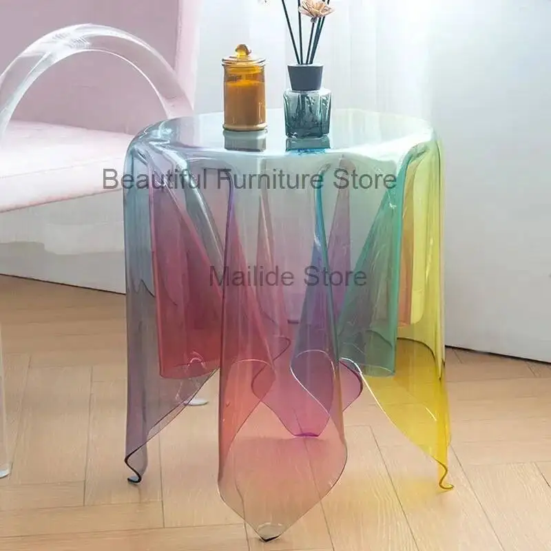 

Plastic Color Coffee Table for Nordic Living Room Furniture Sofa Side Table Small Apartment Household Balcony Small Round Tables