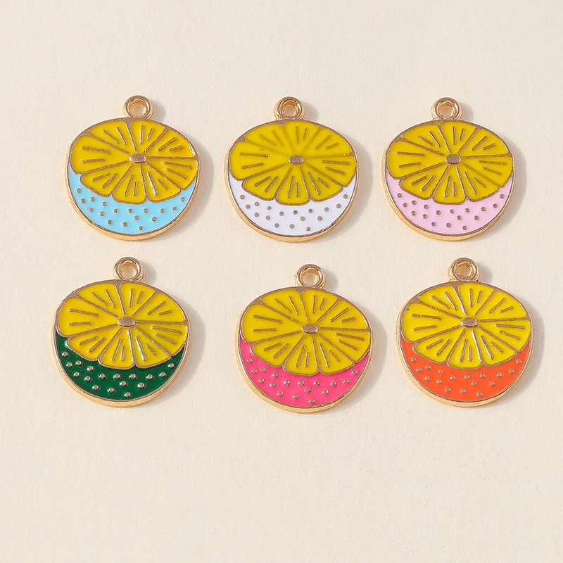 

20pcs 15x17mm Cute Fruit Charms Enamel Orange Charms Pendants for Jewelry Making Necklaces Earrings Bracelet DIY Crafts Supplies