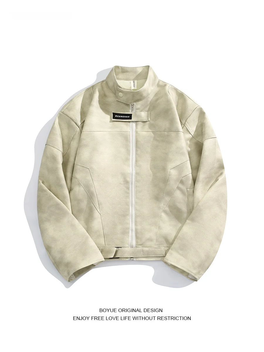 

Кожаная куртка-бомбер Boyle Street с воротником-стойкой, мужская, в американском ретро-стиле, модная, для работы и повседневной носки