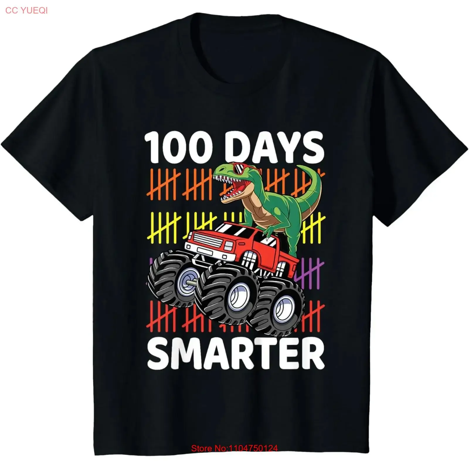 Camiseta para niños de 100 Days Smarter Dinosaur Monster Truck, camiseta para el 100.º día de clases, ropa de diseñador vintage lavada