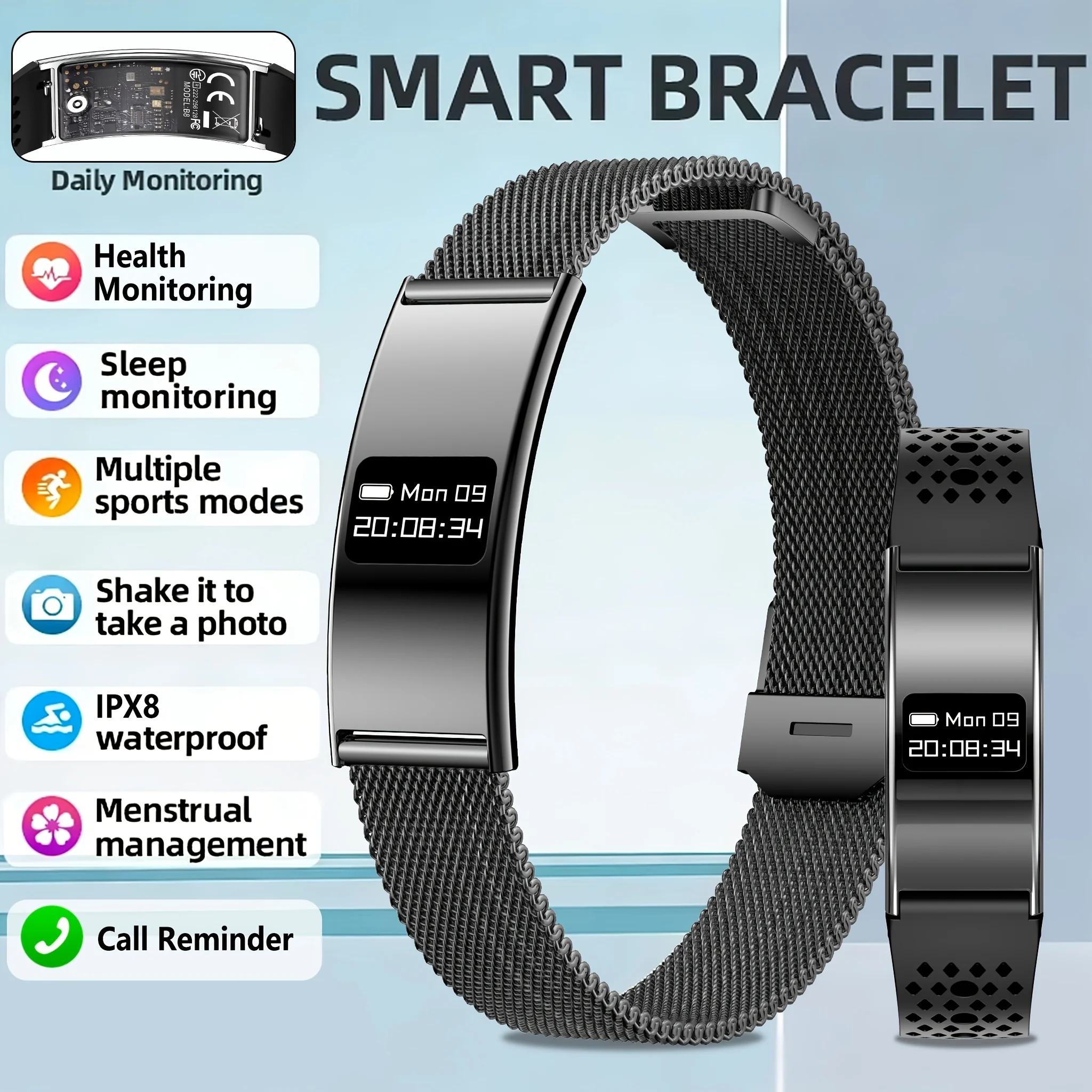 

2026 New 2.8mm Ultra-thin Smart Wristbands Heart Rate Health Monitoring Smart Bracelet Waterproof Sports Electronic Smart Watch