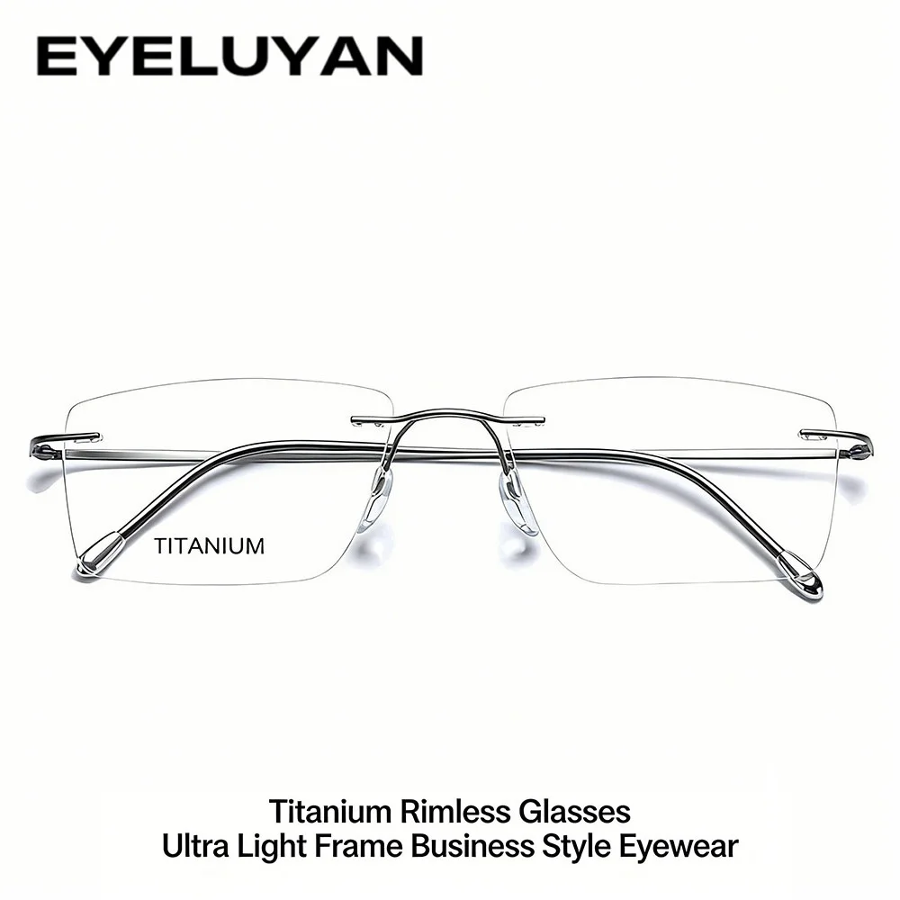 

Classic Square Rimless Glasses Frames for Men Lightweight Optical Glasses Frame Comfortable Nose Pads Business Fashion Eyewear