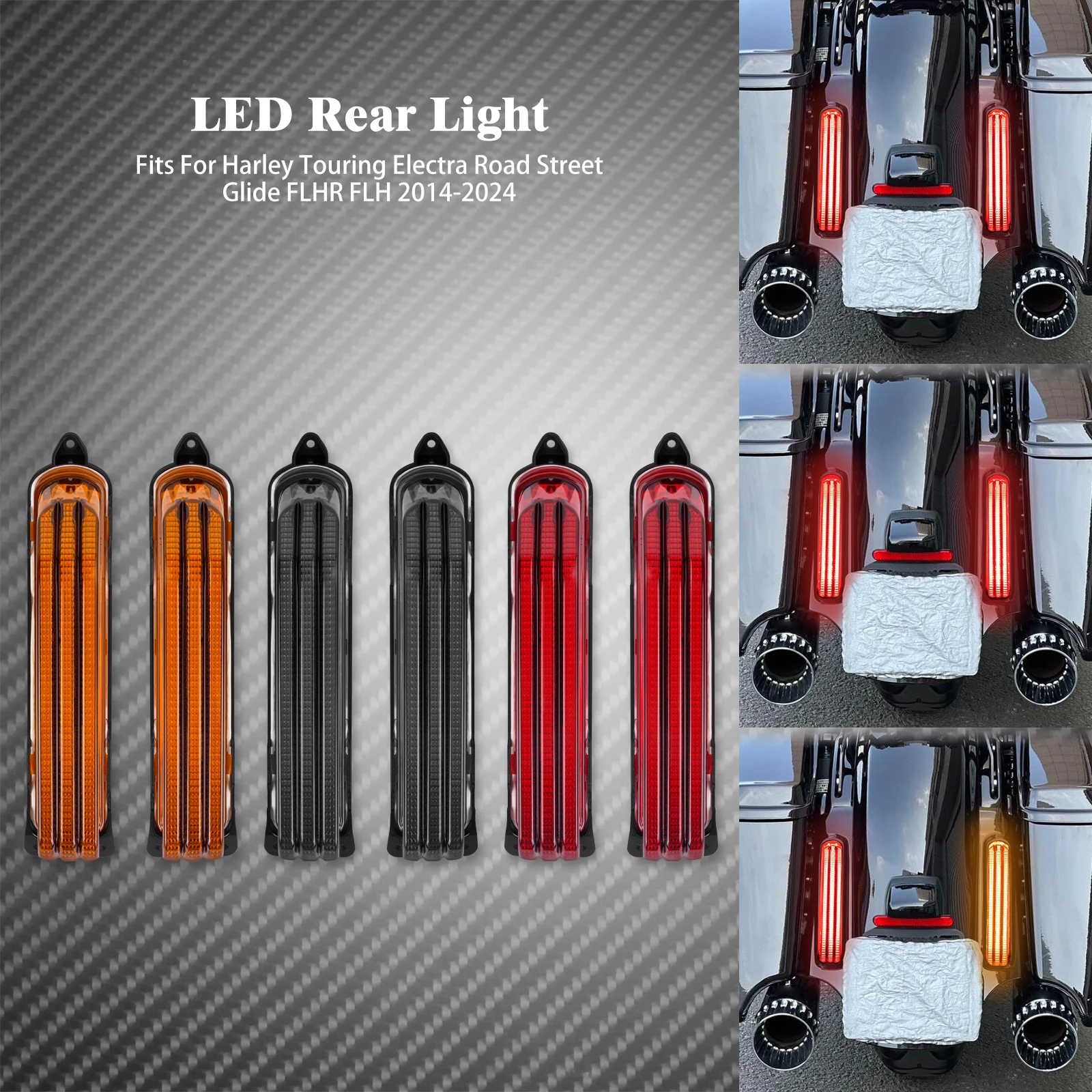 Motorcycle LED Brake Turn Signal Light Rear Fender Extension Fascia Lamp For Harley Touring 14-Up CVO Road Street Electra Glide