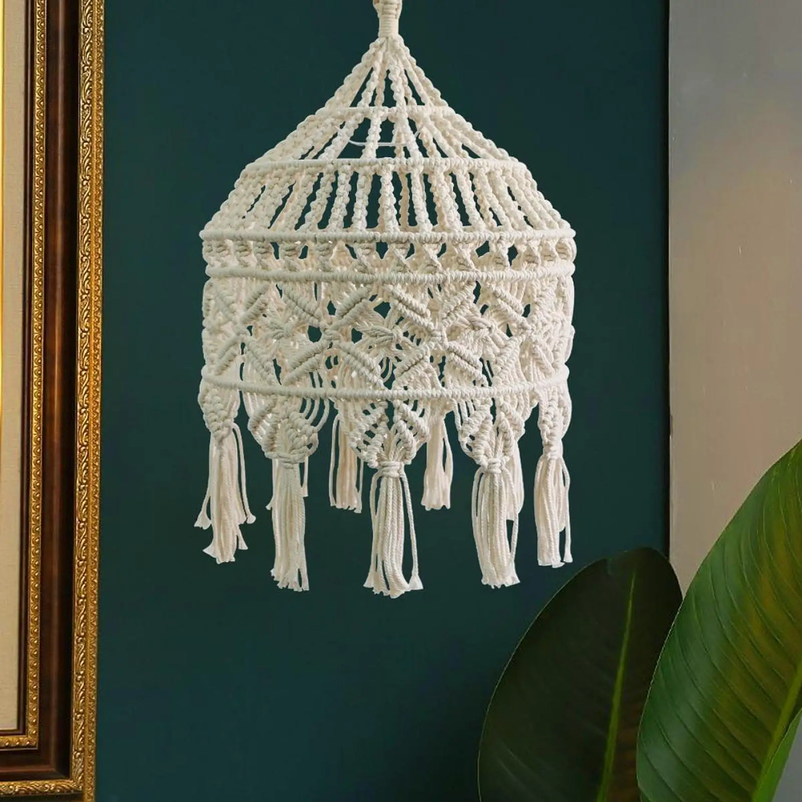 

Boho Lamp Shade Ceiling Bohemian Light Shade Decorations,Macrame Lampshade,Hanging Lamp Shade for Restaurant Office Wedding