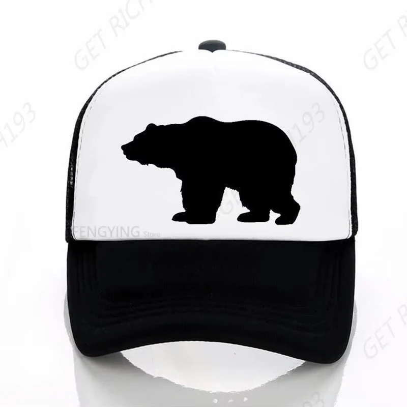 Brown Bear Print Baseball Cap Men Women Snapback Caps Breathable Mesh Hip Hop Hats Unisex Casual Bear Bone Casquette