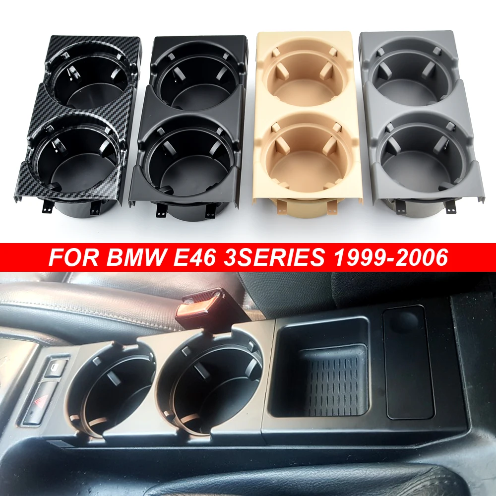 Nueva caja de almacenamiento de consola central delantera con doble orificio para coche, monedero + portavasos para BMW E46 Series 1999-2006