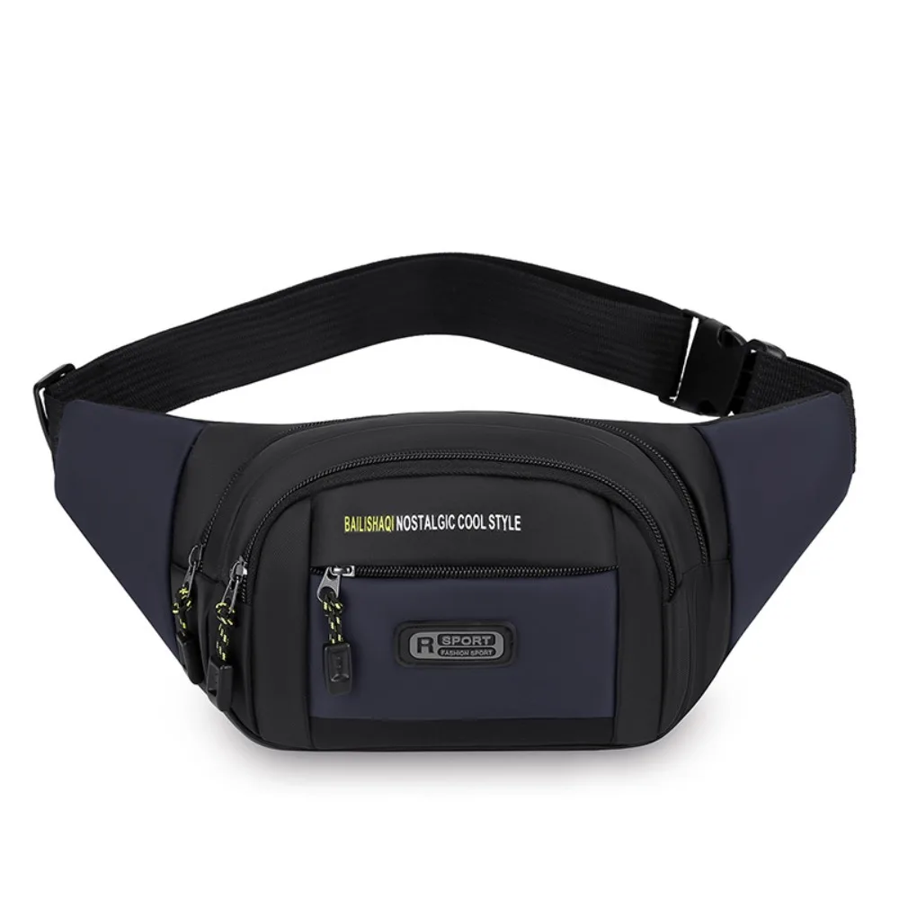 

Nylon Men Chest Bag Multiple pockets Large Capacity Multifunctional Waist Bag Fanny Packs Ultra Thin Men Running Pouch Fitness
