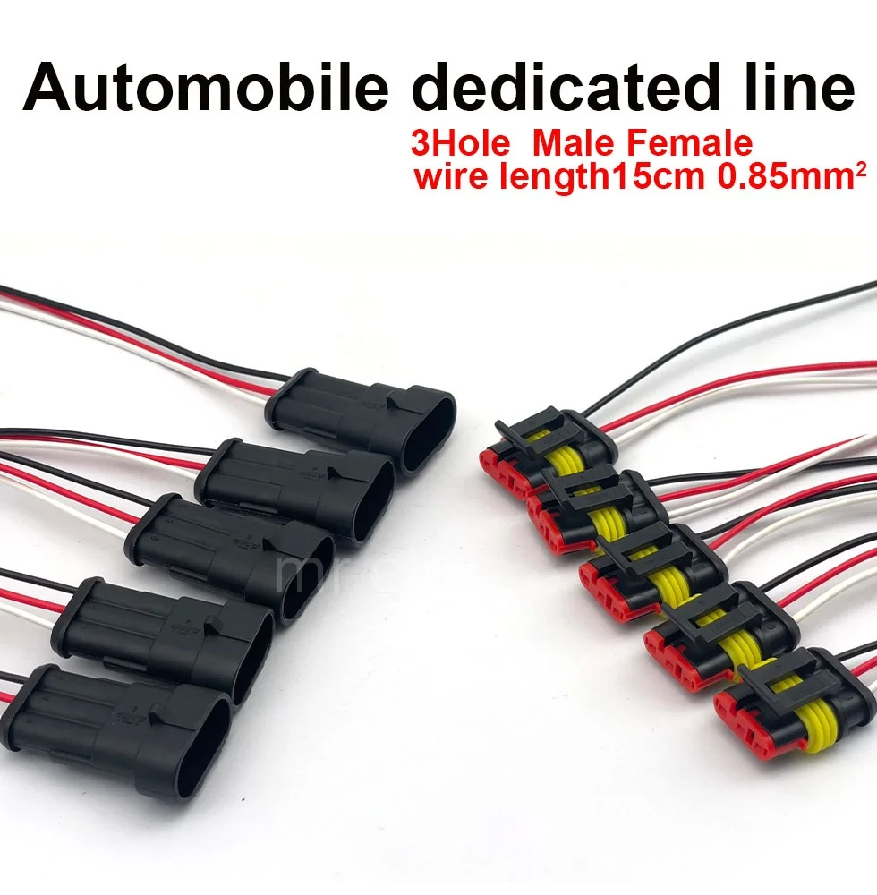 3Pin Connector Waterproof Connector Male and Female Way 20AWG Wire Suitable for Car Truck Boat Other Wire Connection 5 Pairs