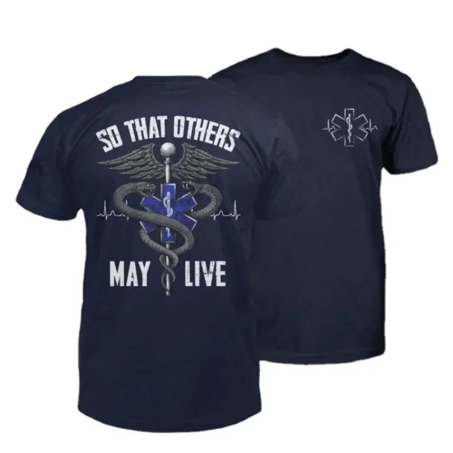 So That Others May Live, Medic Caduceus Symbol Shirt New Sizes S-5xl Blue Star of Life with Rod of Asclepius Men's T-Shirt