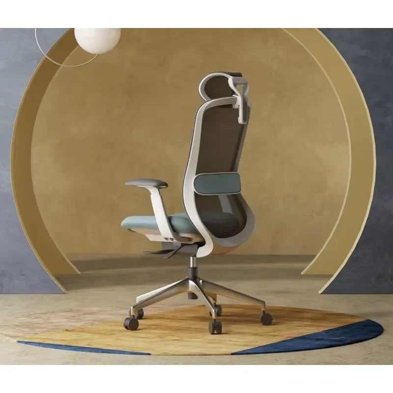 Modern Executive Office Chair Ergonomic Mesh Back High Back Swivel Computer Desk Seat with Adjustable Lumbar Support and PU