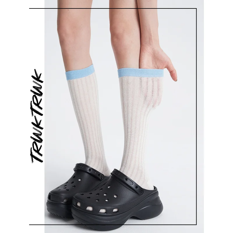 

Summer Thin Hollow Mesh Color Matching Socks Stockings Female Candy Color Sweet Micro Pressure Slimming Calf Bunching Socks