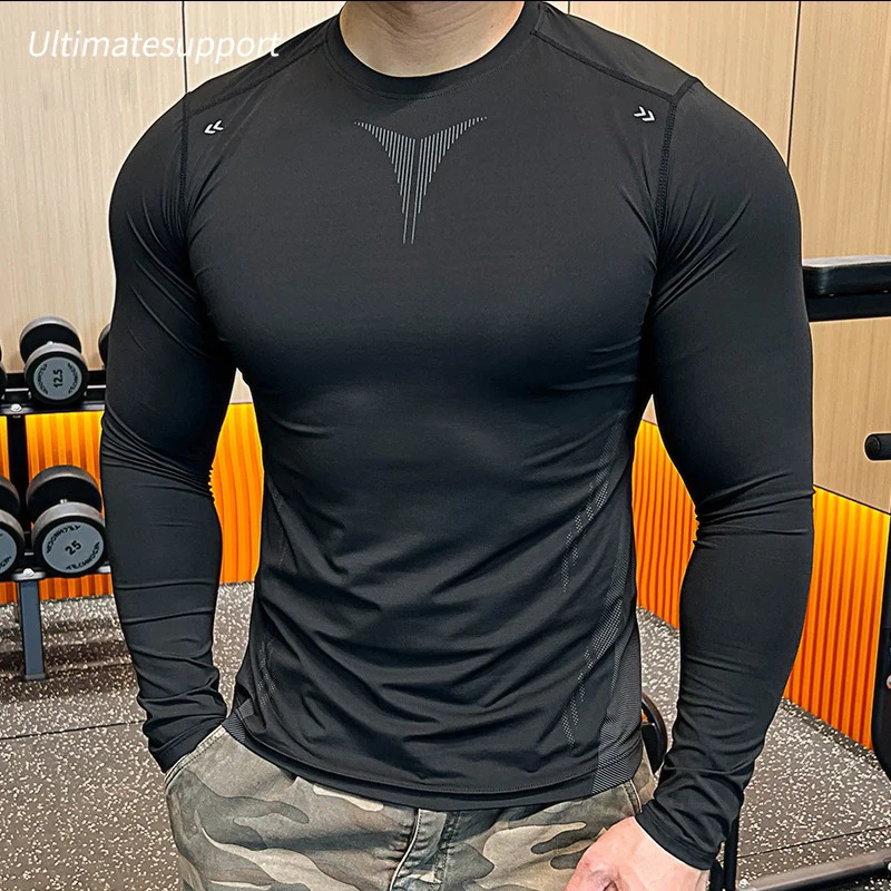 Compression Long Sleeve T Shirt Men Elastic Training T-shirt Gym Fitness Workout Tights Sport Jersey Athletic Running Shirt Men