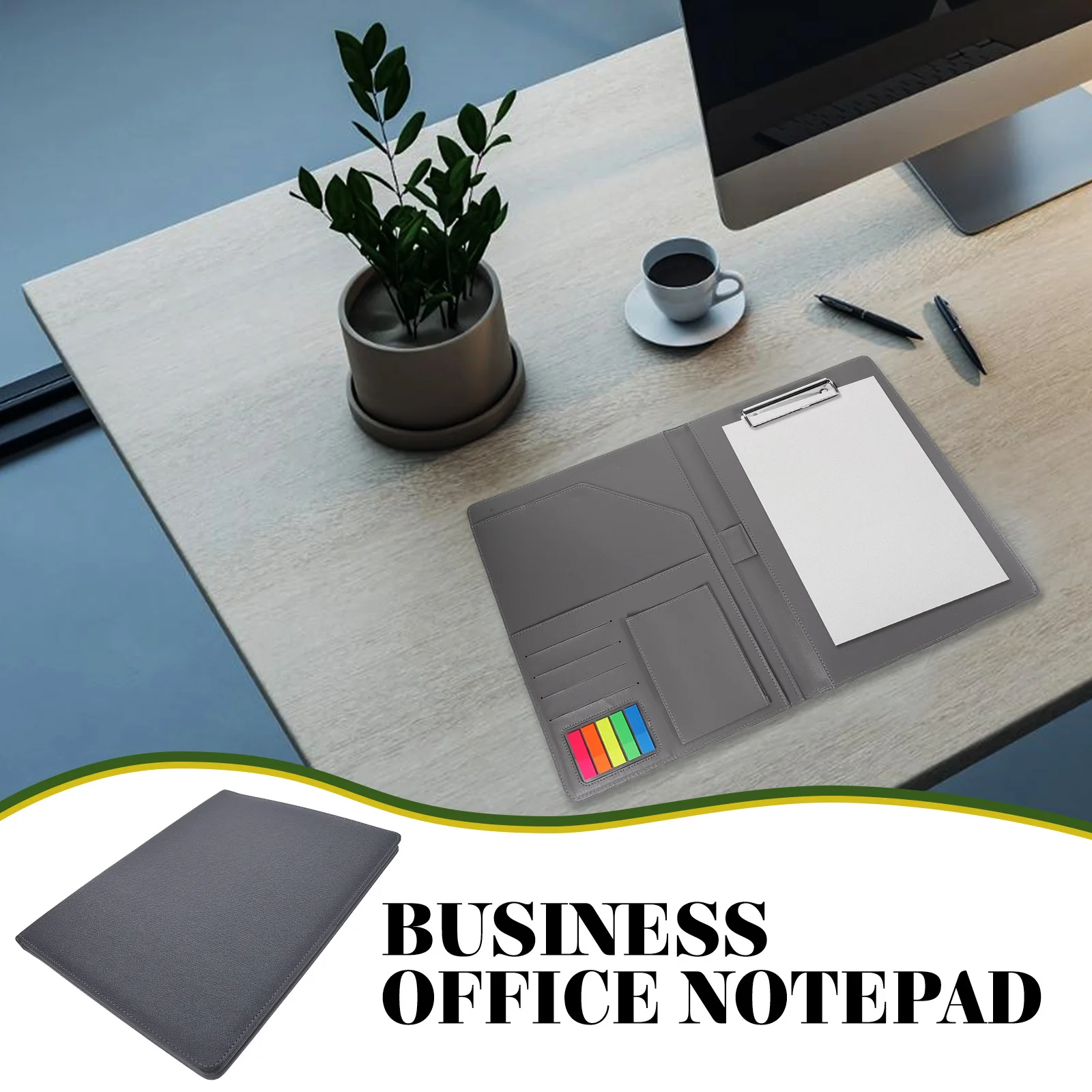 Carpeta organizadora de portafolio de negocios de PU, carpeta de documentos, accesorio de oficina, tablero de almacenamiento de archivos multifunción