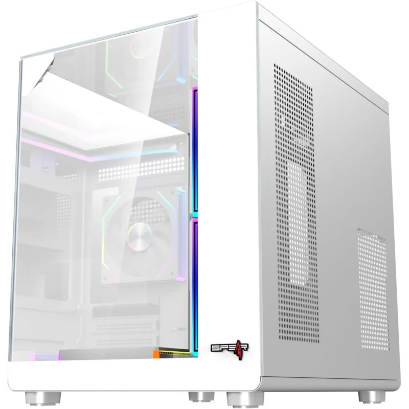 حافظة كمبيوتر متوسطة البرج - دعم M-ATX/ITX، تتضمن مراوح ARGB مقاس 5 × 120 مم، ومحور مروحة ARGB ذو 10 منافذ مع جهاز تحكم عن بعد، وUSB 3.0، ومبرد مياه 240 مم #5