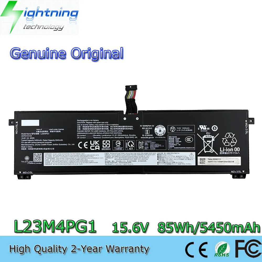 

Genuine L23M4PG1 L23X4PG1 L23B4PG1 15.6V 85Wh Battery for Lenovo Thinkbook 14 16 G6+ G7 G7+ AHP