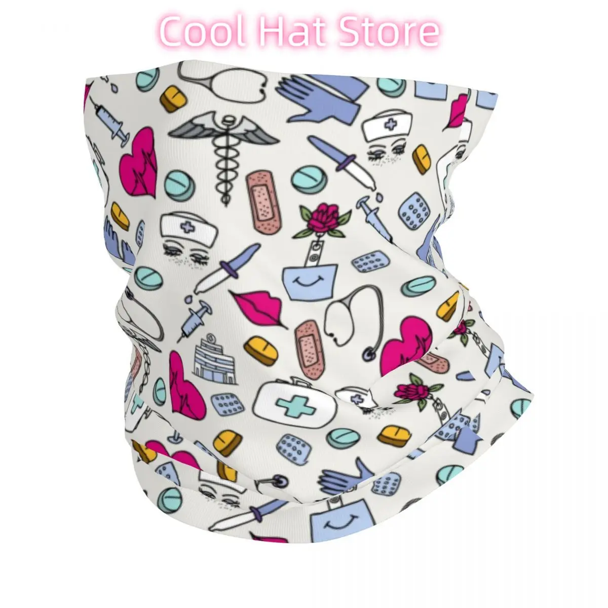 

Бандана для медсестер с узором на заказ, гетры для лыжного велоспорта, женский и мужской шарф с запахом, повязка на голову для здравоохранения, теплая повязка на голову