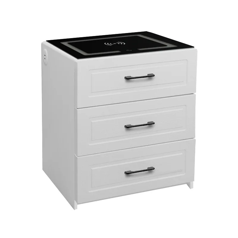 طاولة بجانب السرير الذكية بسيطة وحديثة وصغيرة متعددة الوظائف مع منضدة شحن لاسلكية حمراء شبكية خفيفة #2