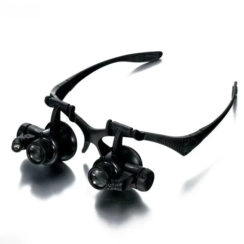 

Head-mounted Magnifying Glass with Light LED 10X 15X 20X 25X 2LED Professional Magnifier for Reading Jewelers Repair Loupe