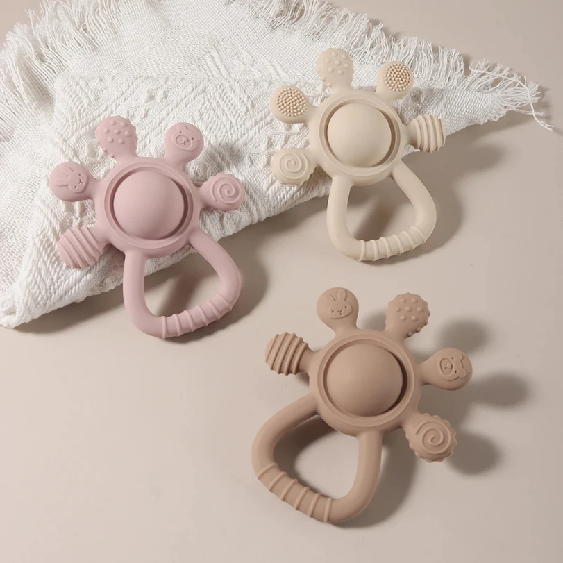 2025 new Teething Silicone Palm Rattle Teether bunny - Safe Baby Chew Toys for Soothing Sore Gums