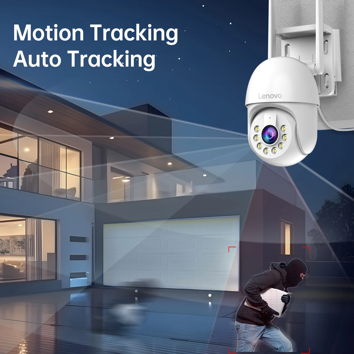 Lenovo 3MP PTZ WIFI IP Camera Outdoor CCTV Surveillance 5X Digital Zoom Night Full Color Auto Tracking Wireless Security Camera