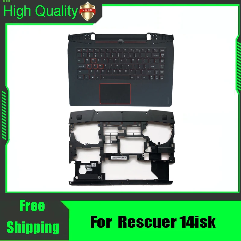 rescuer-14isk-ノートパソコン用上部背面カバー、パームレストとキーボード付き、黒の上部と下部ケース