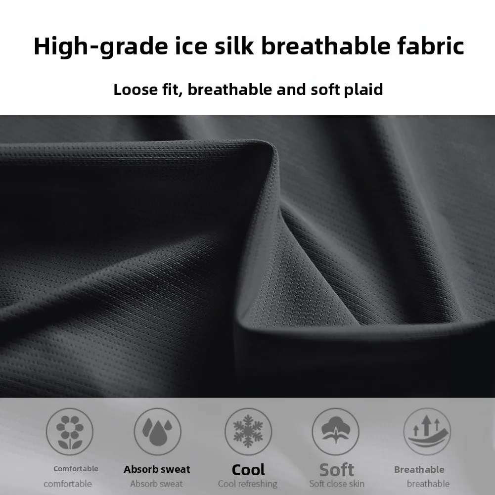 2025 Men's And New Summer Solid Round Neck Ice Silk Short Sleeve Breathable Shorts Set Sunscreen Sportswear Moisture Absorption