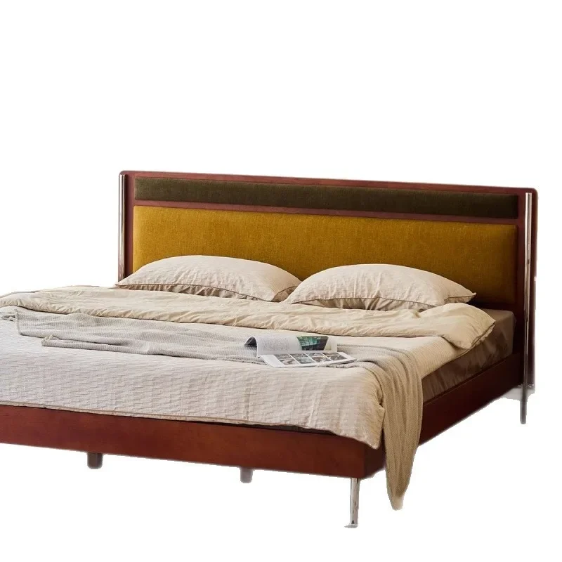 

1.8 Small apartment modern master bedroom simple Japanese wooden bed homestay cherry wood