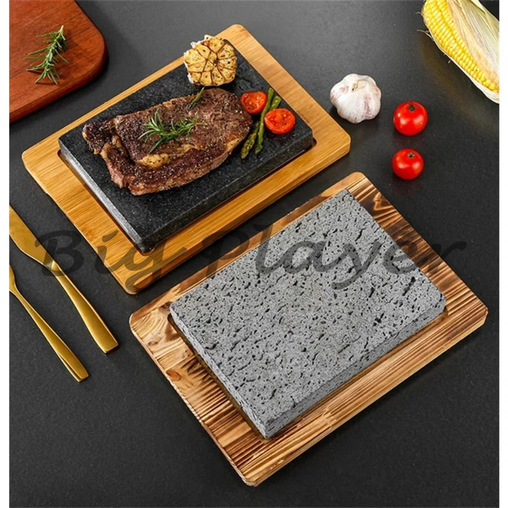

Restaurant Grade Volcanic Rock Grill Plate - High Temperature Resistant Steak Stone Board