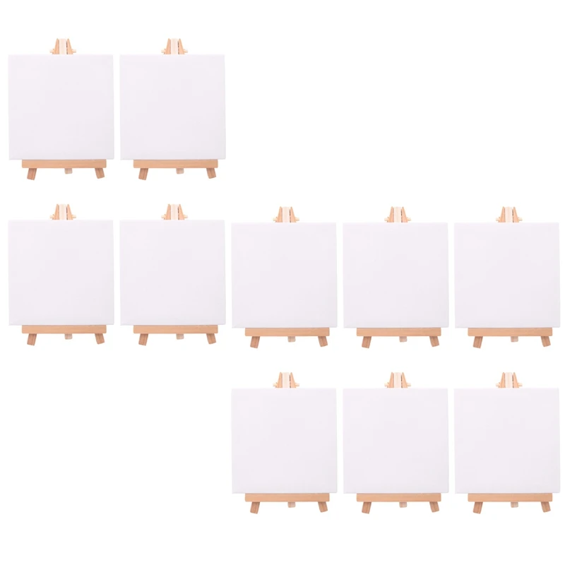 アーティストのためのミニキャンバス描画クラフトセット、小さなテーブルイーゼル、DIY絵画ギフト、10セット