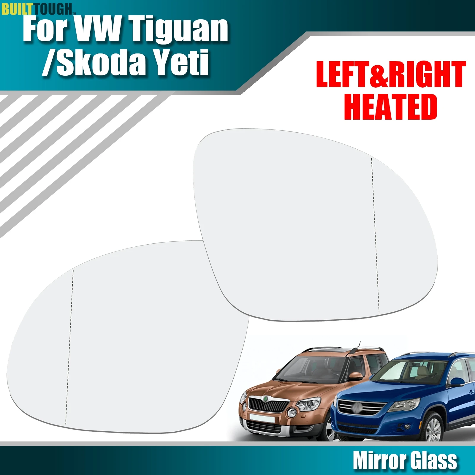 Para Volkswagen Tiguan 07-16 / Skoda Yeti 09-17 espejo retrovisor de cristal calefactable espejo Exterior vidrio lado izquierdo/derecho lado cercano/apagado