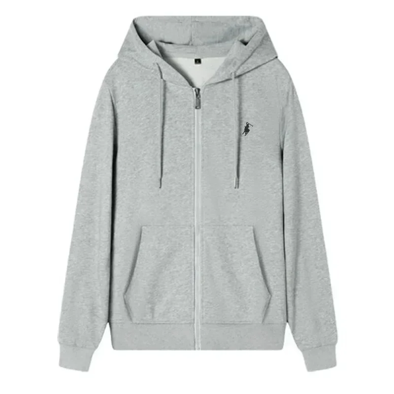 2026 Classic Casual Zipper Hooded Sweatshirt Simple Printed Label Versatile Jacket Trendy Pullover Streetwear Tops Warm Clothes