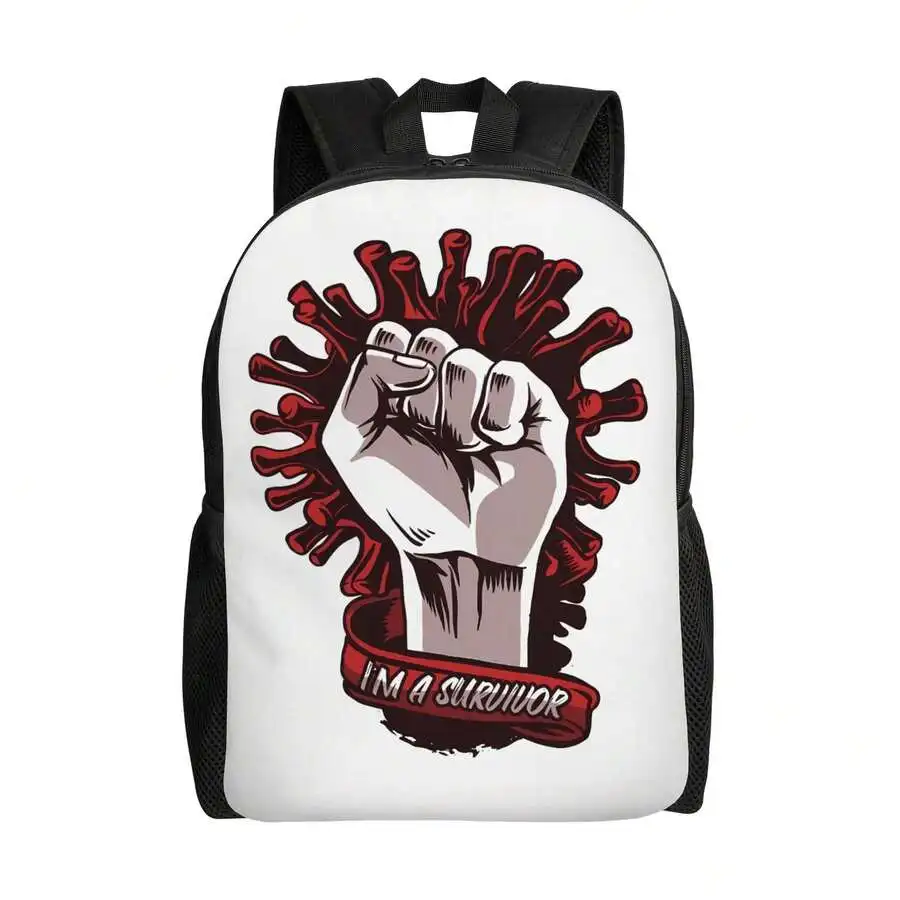 

Retro Survivor Print Backpack For Adults - Oxford Fabric, Adjustable Straps, Multiple Compartments