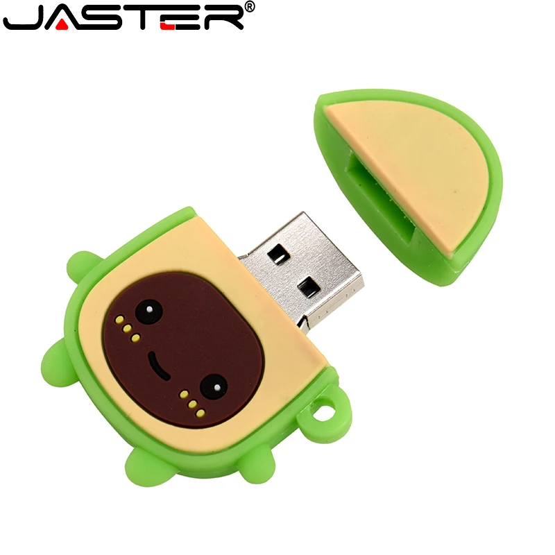 JASTER USB Flash Drives Avocado Pen Drive Cute Cartoon U Disk Key Chain Gifts Memory Stick 64GB Green Pendrive 32GB 16GB 8GB 4GB