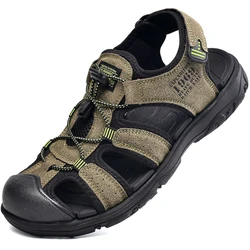Men's Hiking Sandals Summer Hollow Breathable Soft Bottom Non-slip Slippers Outdoor Casual Beach Wading Shoes Sandalias Hombre