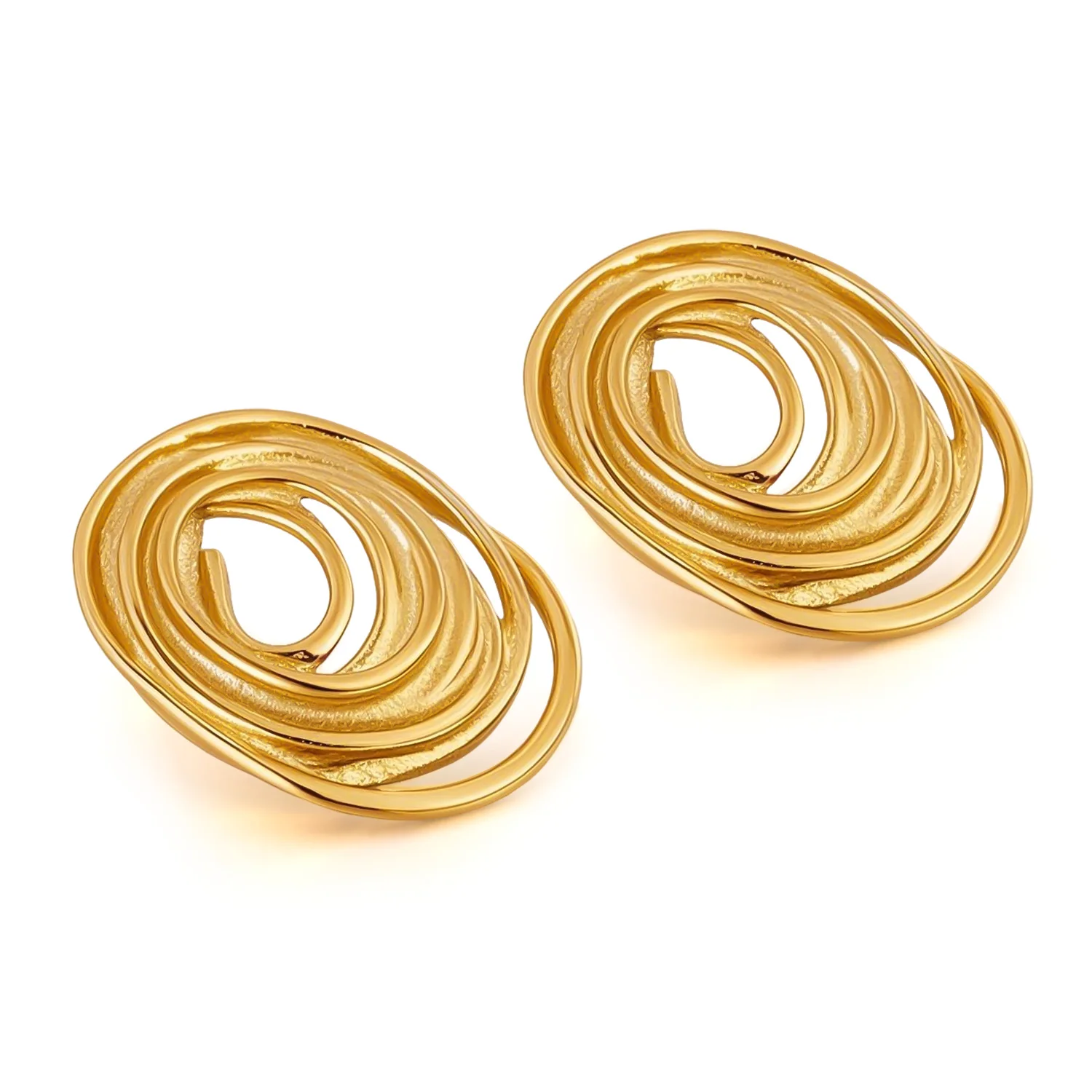 

Women's Retro Fashion Earrings - Gold-Plated Stainless Steel, Bold Hoop Design, Minimalist Elegance