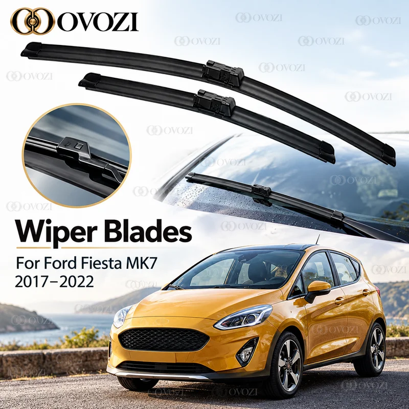 For Ford Fiesta MK7 2017 2018 2019 2020 2021 2022 Frameless Rubber Front Rear Wiper Blades Cutter Auto Replacement Accessories