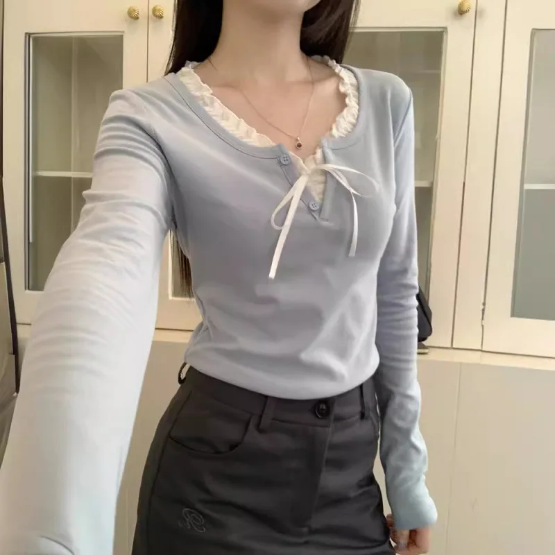 

V-neck Slim Fit Autumn Winter Inner Layer Fleece Lined Thickened T-shirt for Women 2025 Winter Long Sleeve Base Shirt