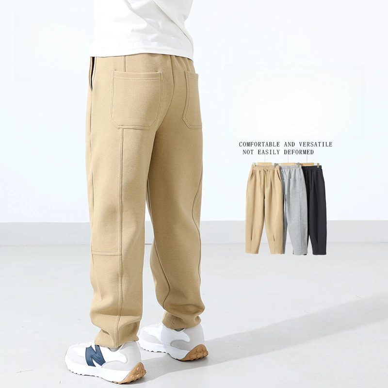 Boys Casual Pants Spring Autumn 2026 New Loose Daily Sportswear Teen School Kids Trousers Elastic Waist Child Pants 4-12 Years