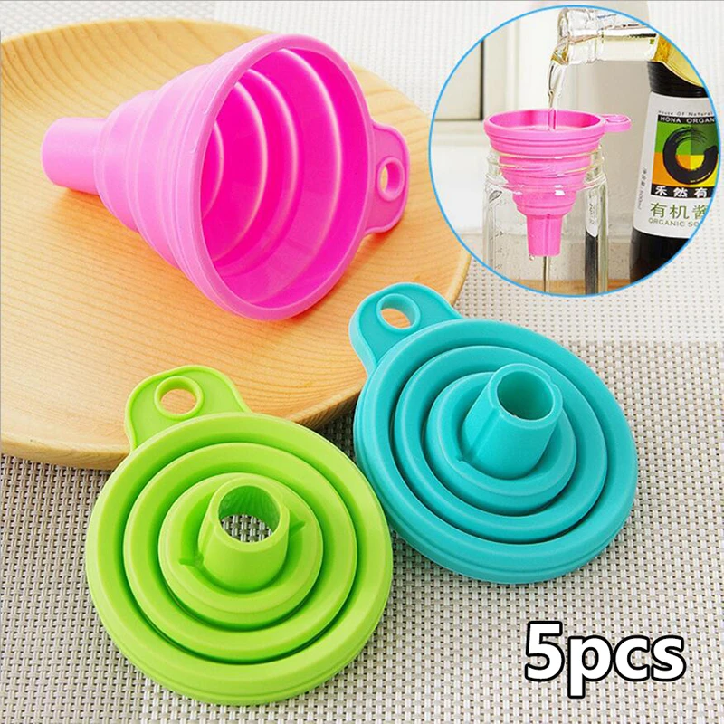 Silicone Folding Funnel Multifunctional Portable Mini Kitchen Retractable Oil Leak Household Liquid Dispenser Kitchen Utensils