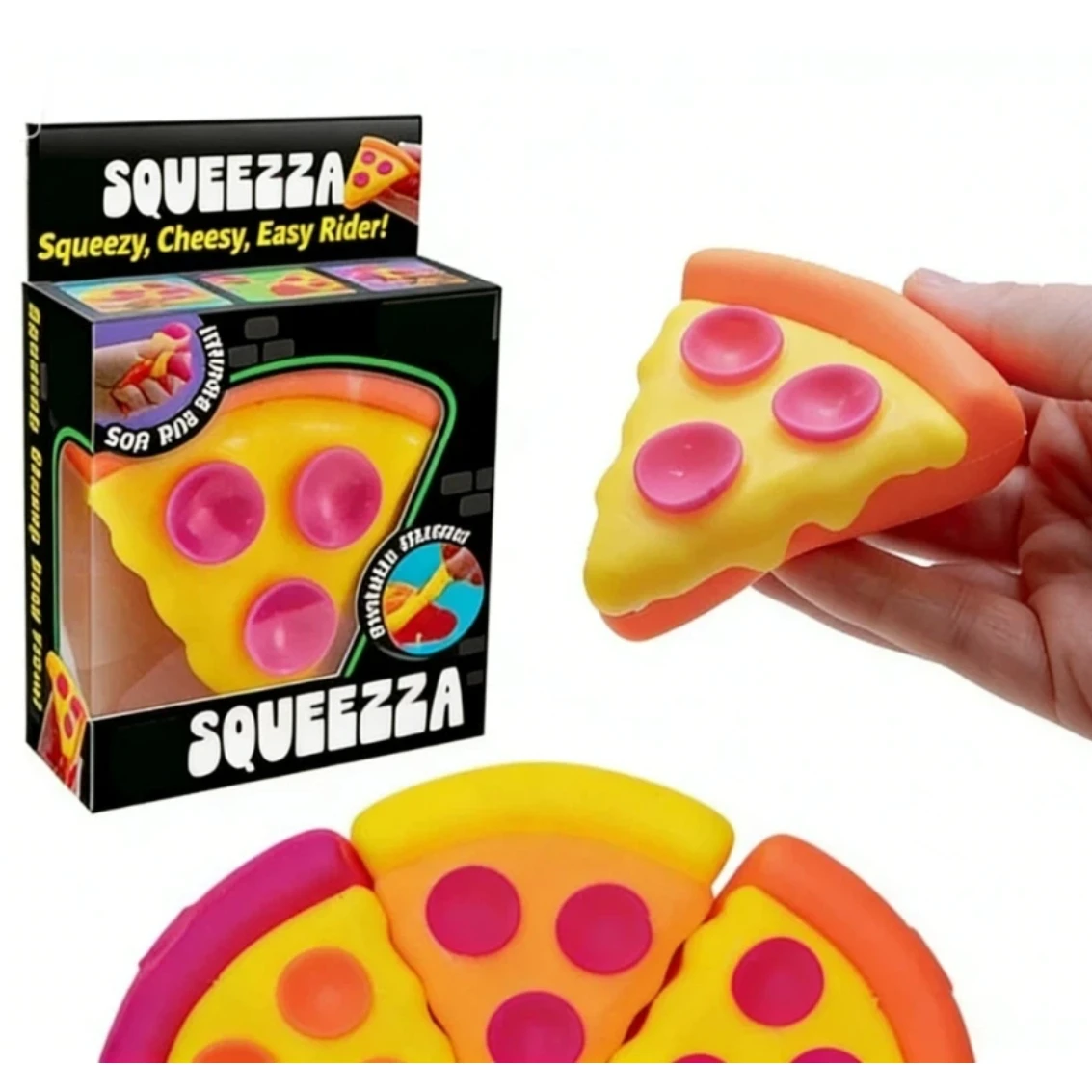 Schylling Needoh Pizza Stressabbau-Squishy-Würfel Sensorischer Fidget-Würfel Anti-Angst-Quetschobjekt für Konzentration ADHS Blindbox-Geschenk