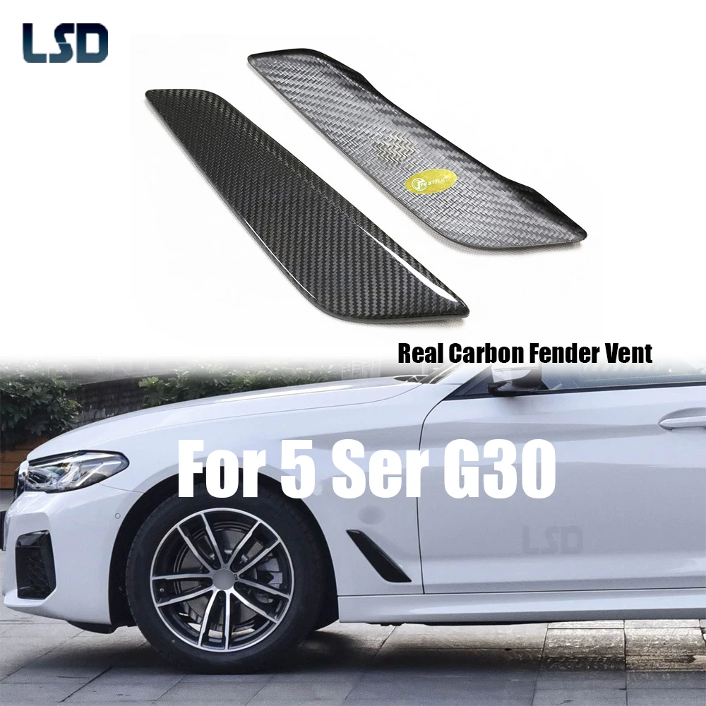 

For BMW 2017-22 5 Series G30 Full Dry Carbon Fiber Fender Vent Trim Stick on Type Air intake Side Grill Exterior Easy Install