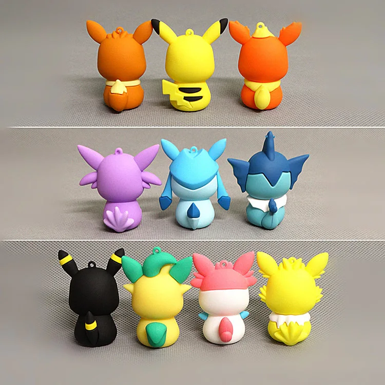 10Pcs/Lot 5-6Cm Pokemon Anime Pikachu Bulbasaur Charmander Squirtle Eevee Snorlax  Doll Model Ornament Cartoon Children's Toys