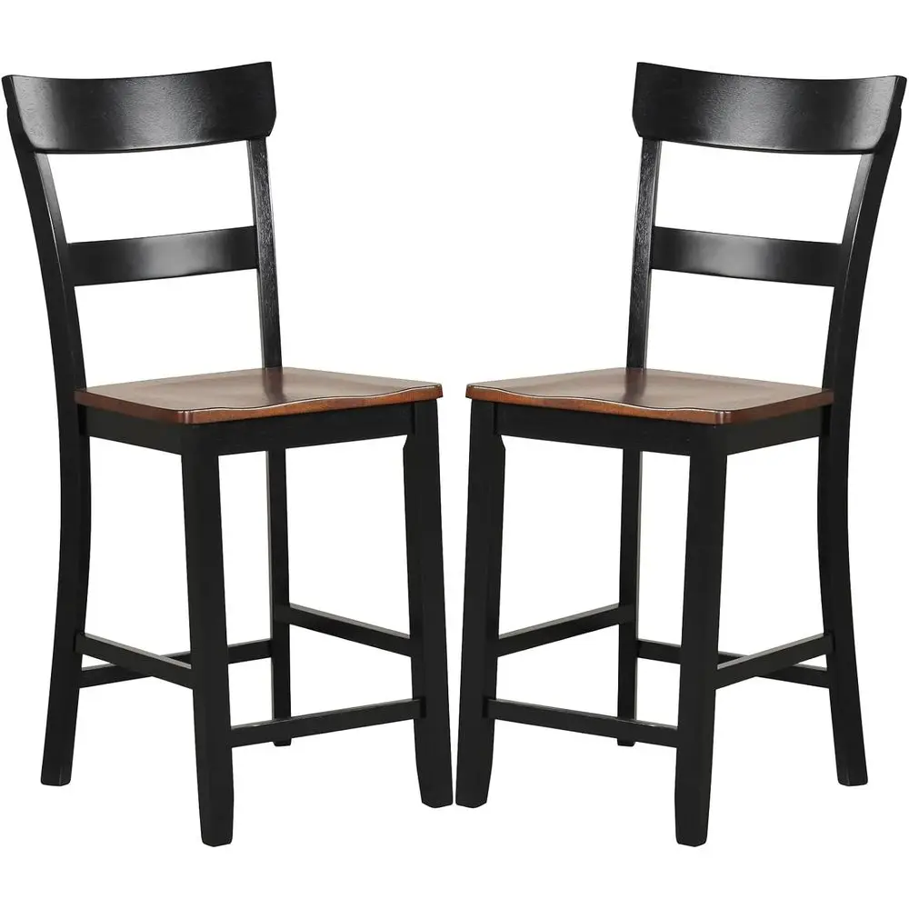 

Set of 2, 24 Modern Island Chairs with Rubberwood Legs and High Backrest, Wooden Barstools for Home Kitchen, Dining Room, Bar, R