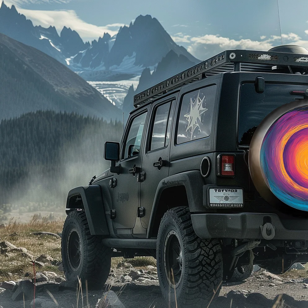 أغطية إطارات منقوشة على شكل السماء المرصعة بالنجوم، مناسبة للطرق الوعرة، والأعمال التجارية، ومركبات السفر، مما يوفر رؤية حالمة ونابضة بالحياة #3