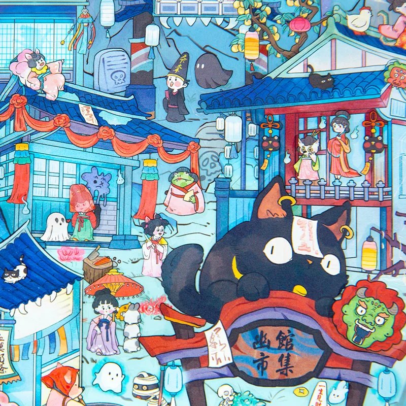 3sheets/bag Fun World 3D Miniature Landscape PET Sticker Bag for Hand Account Office Stationery Handbook Notebook Decoration