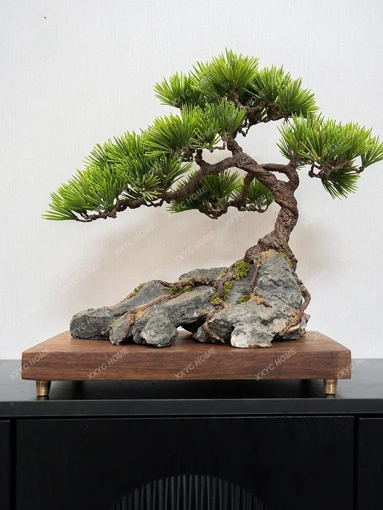 Brass Foot Simulation Pine Beauty Pine Tree Bonsai Black Pine Arborvitae Desktop Decoration