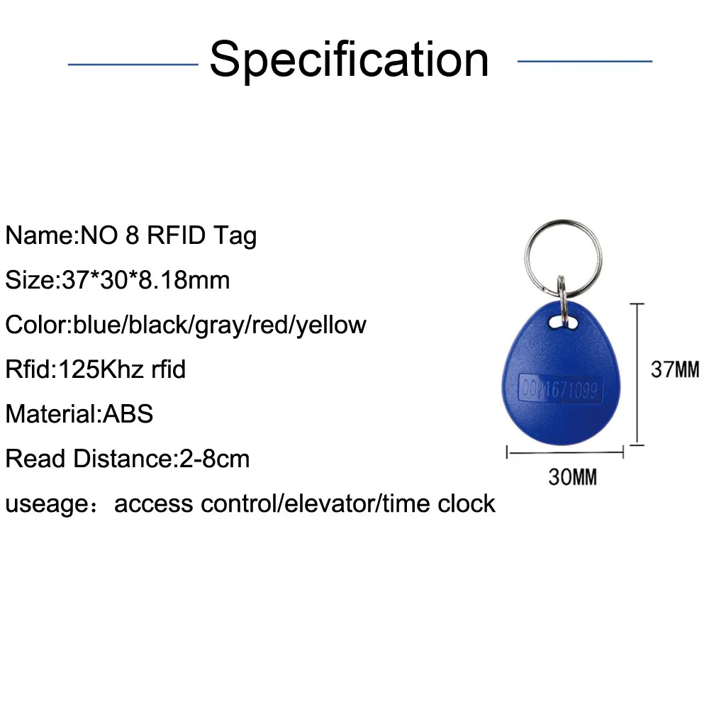 100 stücke Nr. 8 125kHz rfid em Schlüssel anhänger Tags Nähe rfid Tag Karte Schlüssel anhänger Zugangs kontrolle Smartcard Schlüssel bund nur lesen Chip em4100