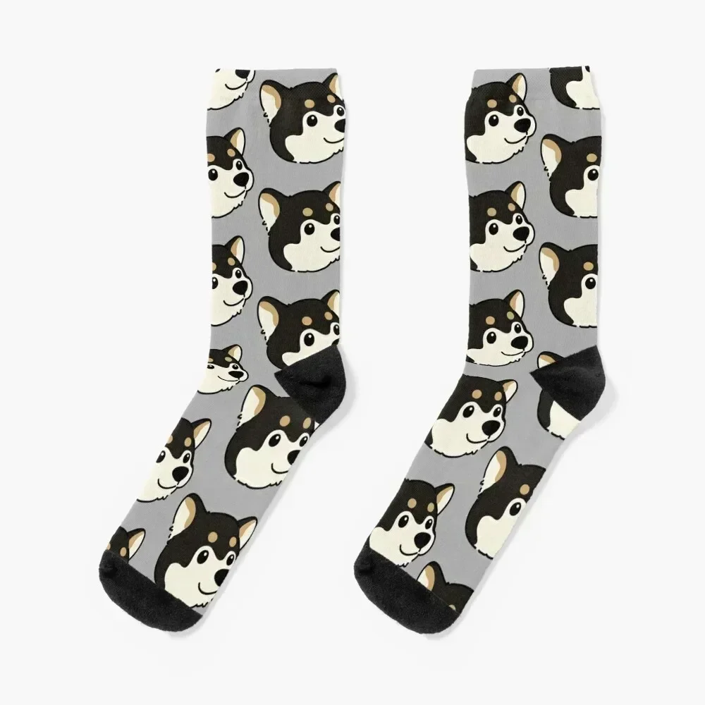 

Cute black Shiba Inu head Socks Toe sports Novelties Men's summer Socks Girl Men's New year's set Children's Woman Socks Men's