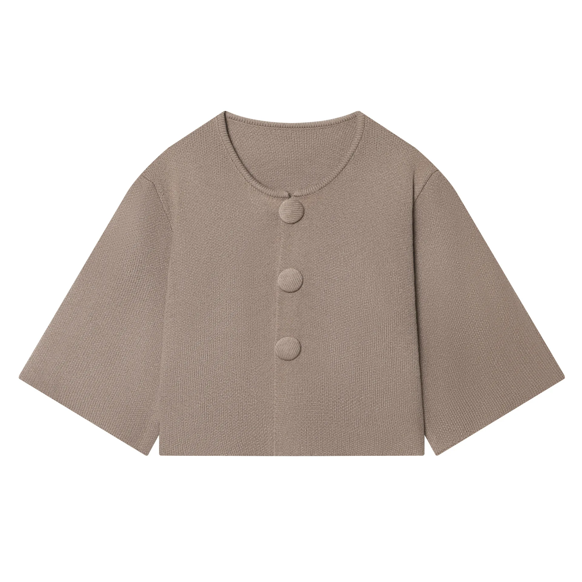 Fashionable Knitted Short Coat Women's Cross-Border Apparel Organic Cotton Blend Pure Color Summer Workwear Pants